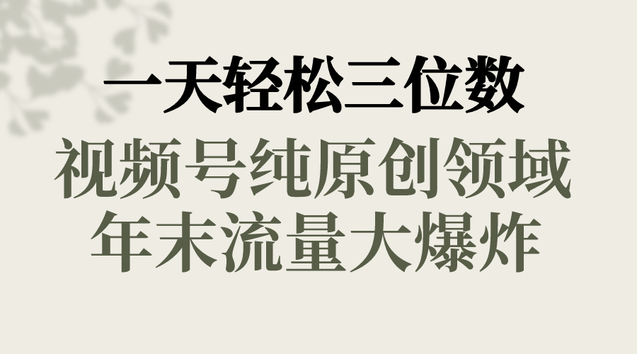 一天轻松三位数，视频号纯原创领域，春节童子送祝福，年末流量大爆炸， - 严选资源大全 - 严选资源大全