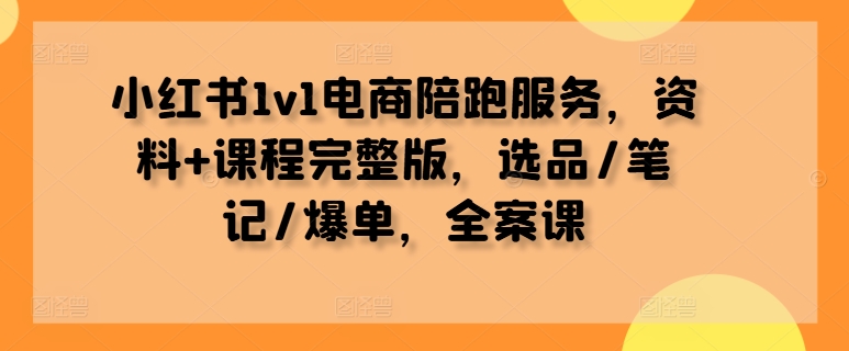 小红书1v1电商陪跑服务，资料+课程完整版，选品/笔记/爆单，全案课 - 严选资源大全 - 严选资源大全