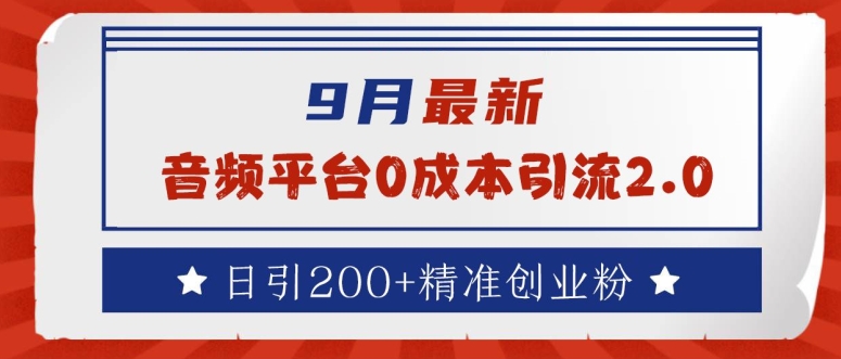 9月最新：音频平台0成本引流，日引200+精准创业粉【揭秘】 - 严选资源大全 - 严选资源大全