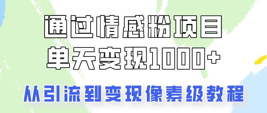 关于情感粉变现项目，我是怎么做到单天赚1000+的？从引流到变现像素级教程 - 严选资源大全 - 严选资源大全