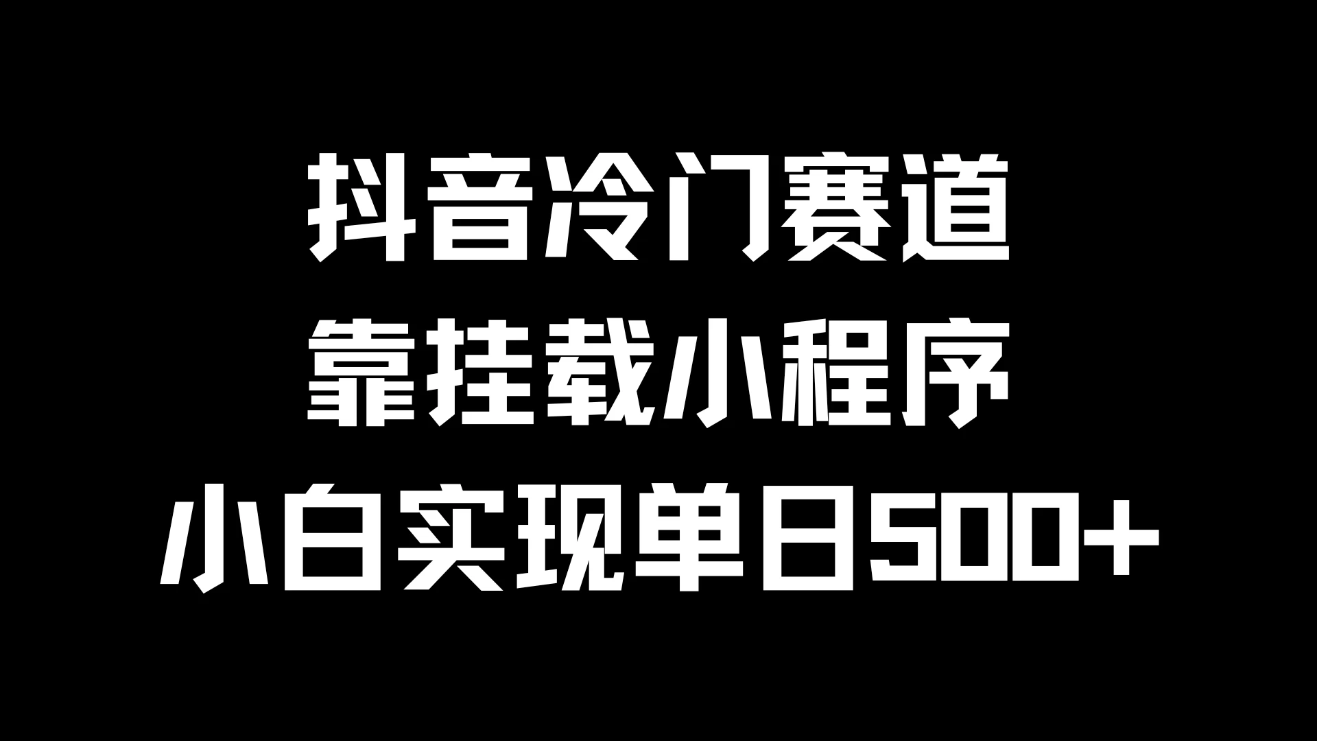 抖音冷门赛道，靠挂载小程序，小白实现单日500+ - 严选资源大全 - 严选资源大全