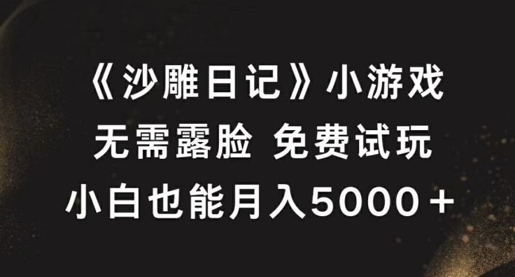 《沙雕日记》小游戏，无需露脸免费试玩，小白也能月入5000+【揭秘】 - 严选资源大全 - 严选资源大全