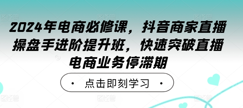 2024年电商必修课，抖音商家直播操盘手进阶提升班，快速突破直播电商业务停滞期 - 严选资源大全 - 严选资源大全