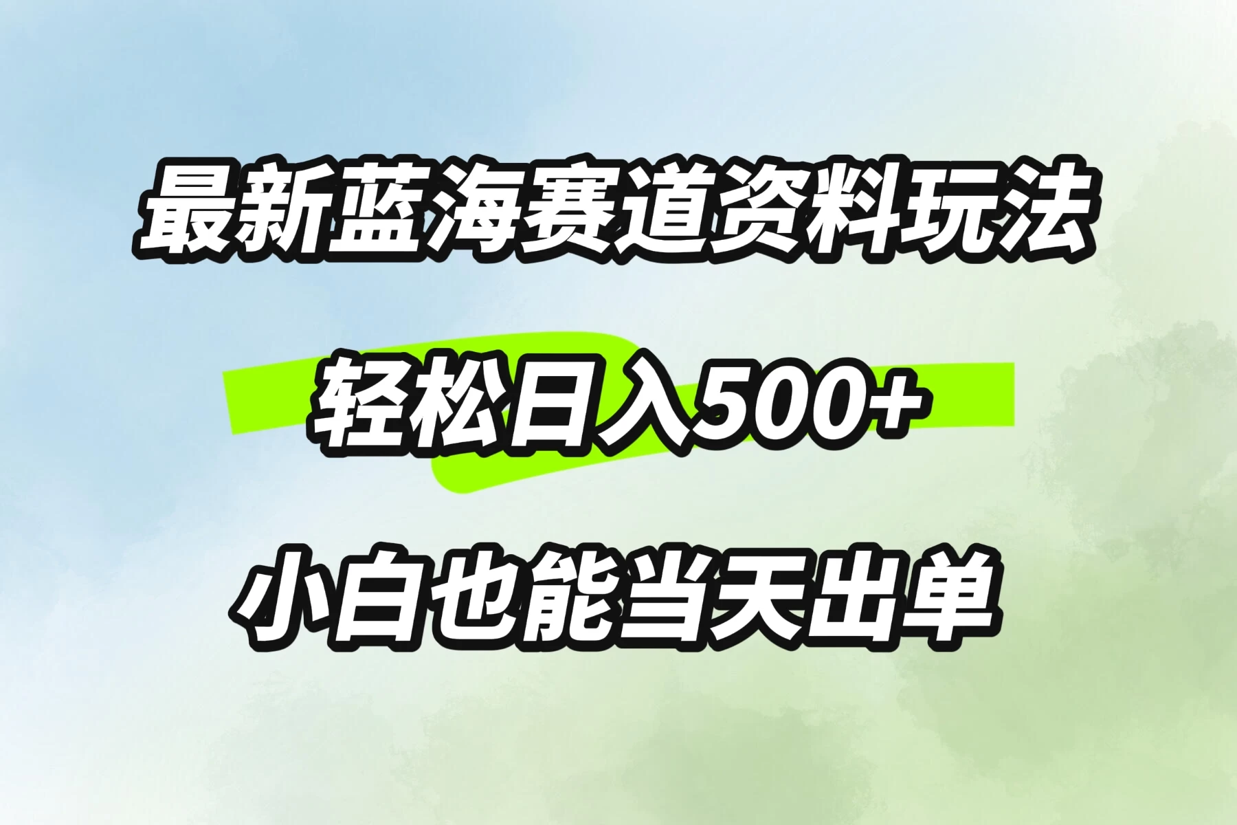 最新蓝海赛道资料玩法，轻松日入500+，小白也能当天出单 - 严选资源大全 - 严选资源大全