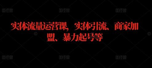 实体流量运营课，实体引流、商家加盟、暴力起号等 - 严选资源大全 - 严选资源大全