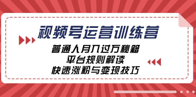 视频号运营训练营：普通人月入过万秘籍，平台规则解读，快速涨粉与变现 - 严选资源大全 - 严选资源大全