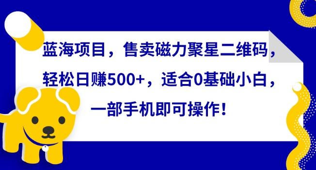 蓝海项目，售卖磁力聚星二维码，轻松日赚500+，适合0基础小白，一部手机即可操作 - 严选资源大全 - 严选资源大全