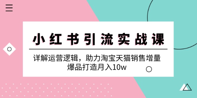 （12809期）小红书引流实战课：详解运营逻辑，助力淘宝天猫销售增量，爆品打造月入10w - 严选资源大全 - 严选资源大全