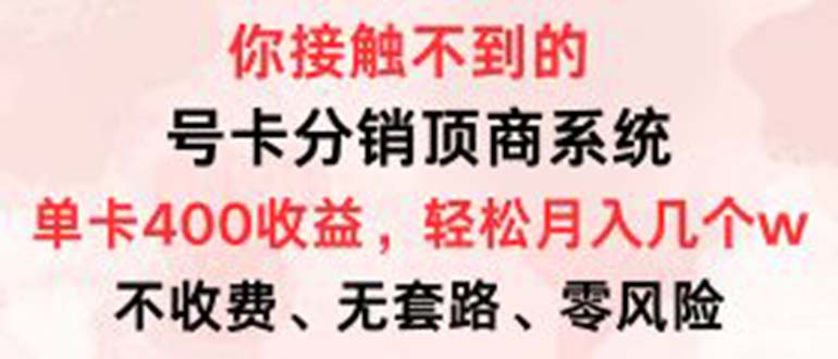 （12820期）号卡分销顶商系统，单卡400+收益。0门槛免费领，月入几W超轻松！ - 严选资源大全 - 严选资源大全