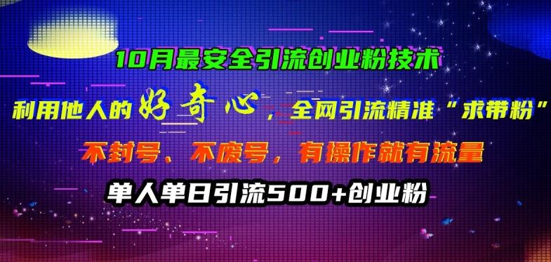 10月最安全引流创业粉技术，利用他人的好奇心全网引流精准“求带粉”不封号、不废号【揭秘】 - 严选资源大全 - 严选资源大全