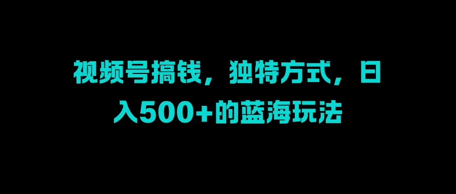 视频号搞钱，独特方式，日入500+的蓝海玩法 - 严选资源大全 - 严选资源大全