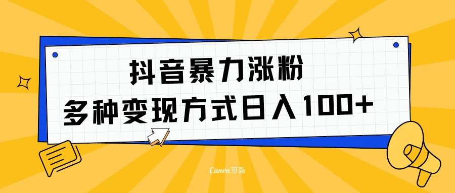 抖音暴力涨粉：多种方式变现 轻松日入100+ - 严选资源大全 - 严选资源大全