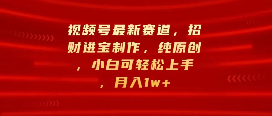 视频号最新赛道，招财进宝制作，纯原创，小白可轻松上手，月入1w+ - 严选资源大全 - 严选资源大全