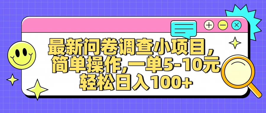 最新问卷调查小项目，简单操作，一单5-10元，轻松日入100+ - 严选资源大全 - 严选资源大全