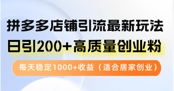 （12893期）拼多多店铺引流最新玩法，日引200+高质量创业粉，每天稳定1000+收益（… - 严选资源大全 - 严选资源大全