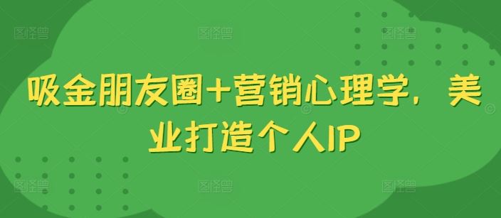 吸金朋友圈+营销心理学，美业打造个人IP - 严选资源大全 - 严选资源大全