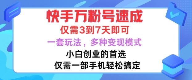 快手万粉号速成，仅需3到七天，小白创业的首选，一套玩法，多种变现模式【揭秘】 - 严选资源大全 - 严选资源大全