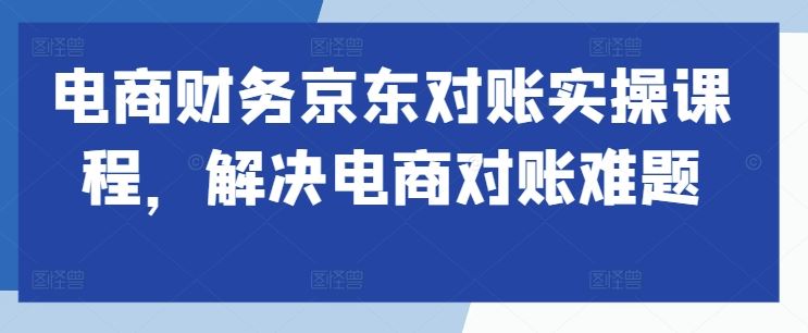 电商财务京东对账实操课程，解决电商对账难题 - 严选资源大全 - 严选资源大全