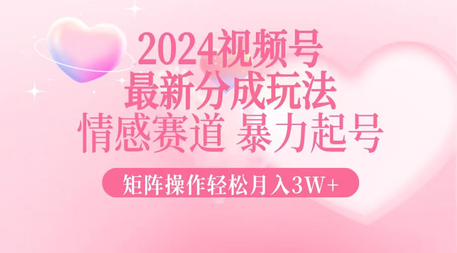 （12922期）2024最新视频号分成玩法，情感赛道，暴力起号，矩阵操作轻松月入3W+ - 严选资源大全 - 严选资源大全