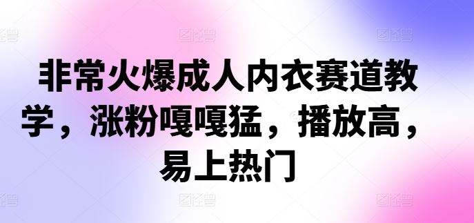 非常火爆成人内衣赛道教学，​涨粉嘎嘎猛，播放高，易上热门 - 严选资源大全 - 严选资源大全