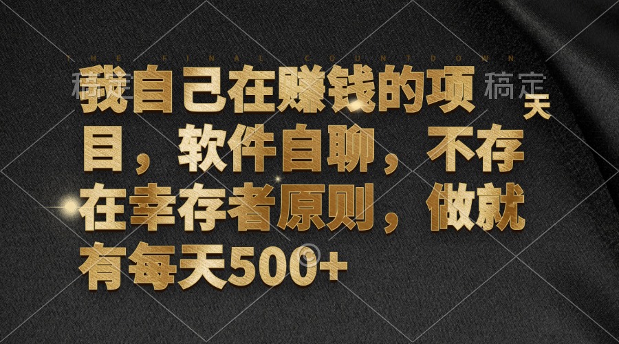 （12956期）我自己在赚钱的项目，软件自聊，不存在幸存者原则，做就有每天500+ - 严选资源大全 - 严选资源大全