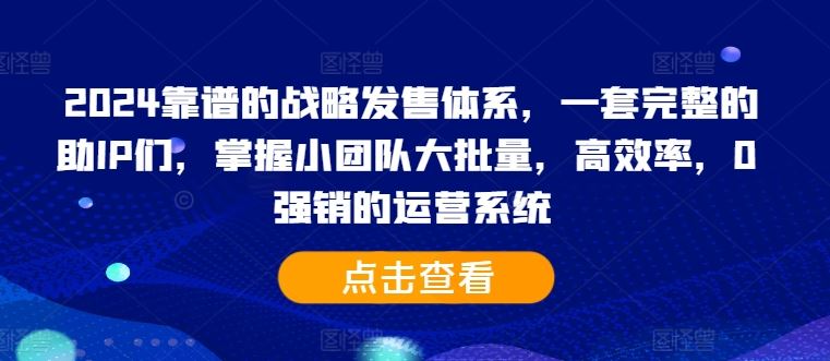 2024靠谱的战略发售体系，一套完整的助IP们，掌握小团队大批量，高效率，0 强销的运营系统 - 严选资源大全 - 严选资源大全