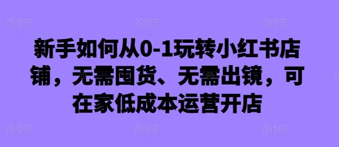 新手如何从0-1玩转小红书店铺，无需囤货、无需出镜，可在家低成本运营开店 - 严选资源大全 - 严选资源大全