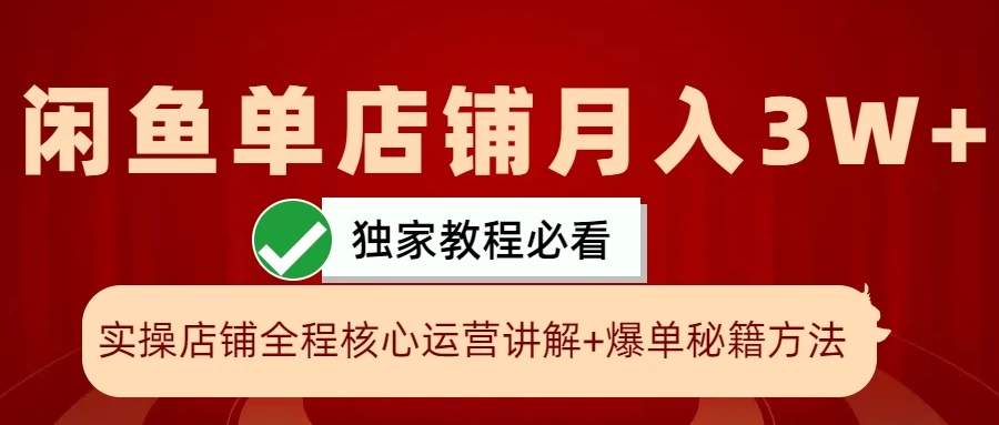 闲鱼单店铺月入3W+实操展示，爆单核心秘籍，一学就会 - 严选资源大全 - 严选资源大全