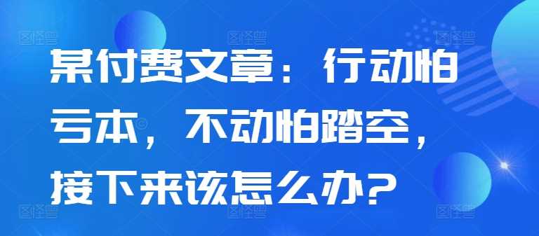 某付费文章：行动怕亏本，不动怕踏空，接下来该怎么办? - 严选资源大全 - 严选资源大全