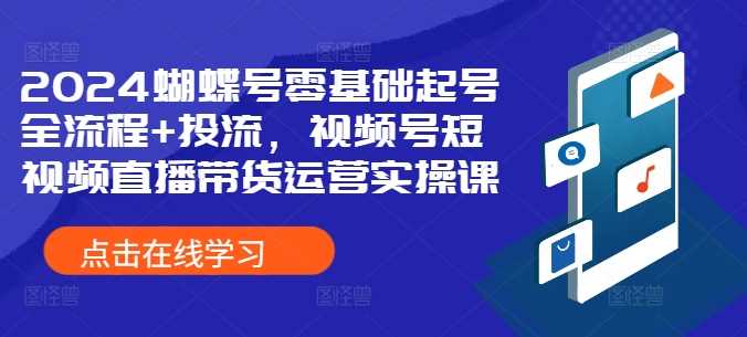 2024蝴蝶号零基础起号全流程+投流，视频号短视频直播带货运营实操课 - 严选资源大全 - 严选资源大全