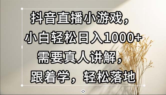 （13075期）抖音直播小游戏，小白轻松日入1000+需要真人讲解，跟着学，轻松落地 - 严选资源大全 - 严选资源大全