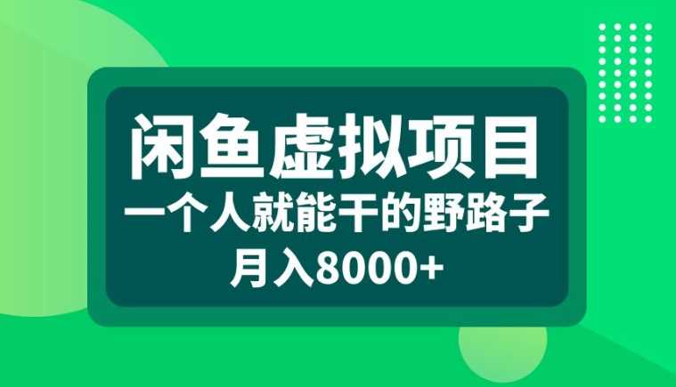 闲鱼虚拟项目，一个人就可以干的野路子，月入8000+【揭秘】 - 严选资源大全 - 严选资源大全