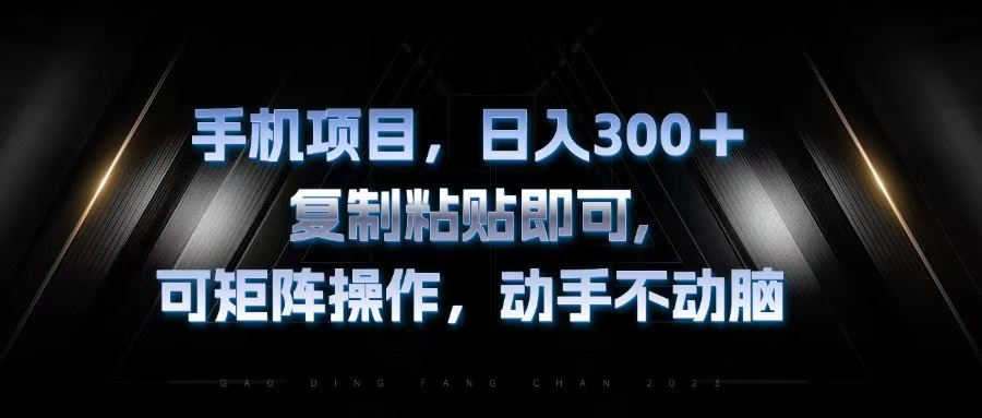 （13083期）手机项目，日入300+，复制黏贴即可，可矩阵操作，动手不动脑 - 严选资源大全 - 严选资源大全