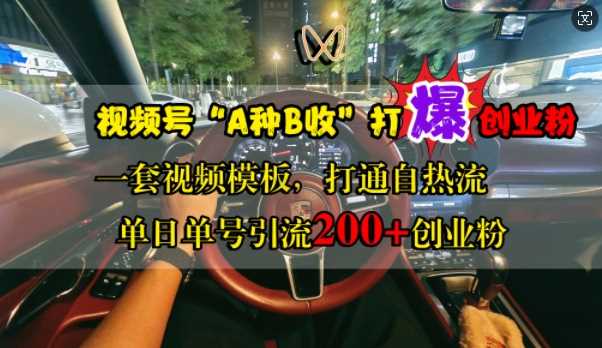 视频号“A种B收”打爆创业粉，一套视频模板打通自热流，单日单号引流200+创业粉 - 严选资源大全 - 严选资源大全