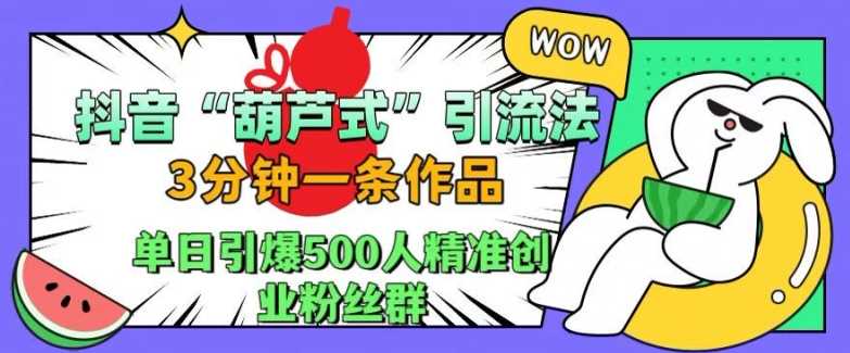 抖音葫芦式引流法，三分钟一条作品，单日引爆抖音500人精准创业粉丝群【揭秘】 - 严选资源大全 - 严选资源大全