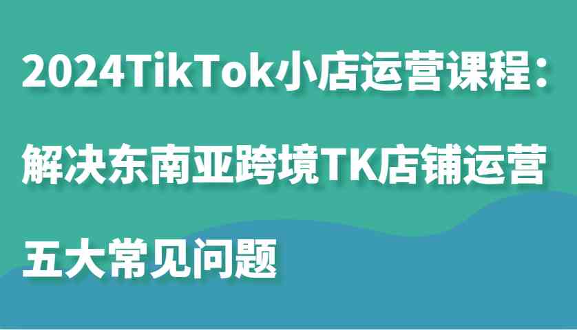 2024TikTok小店运营课程：解决东南亚跨境TK店铺运营五大常见问题 - 严选资源大全 - 严选资源大全