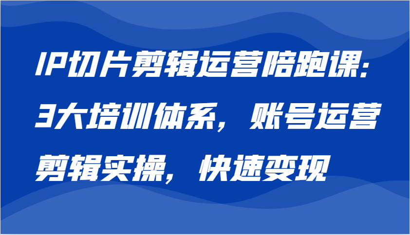 IP切片剪辑运营陪跑课，3大培训体系：账号运营 剪辑实操 快速变现 - 严选资源大全 - 严选资源大全