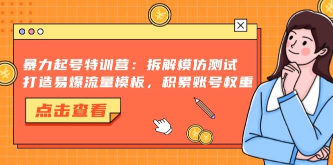 （13184期）暴力起号特训营：拆解模仿测试，打造易爆流量模板，积累账号权重 - 严选资源大全 - 严选资源大全