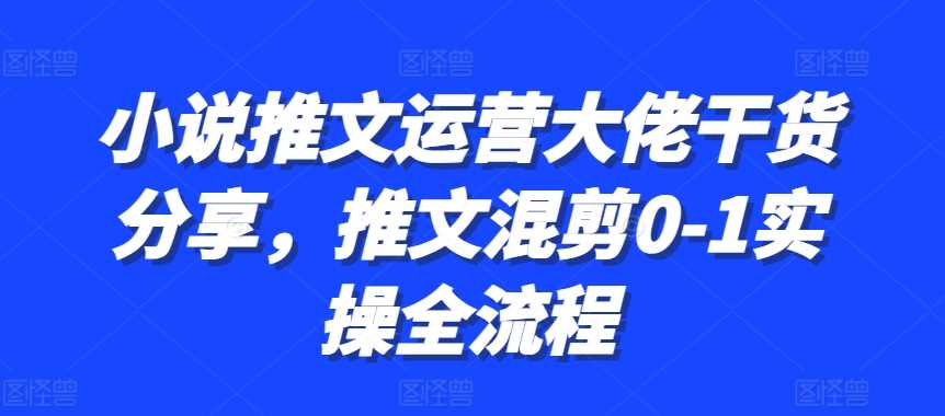 小说推文运营大佬干货分享，推文混剪0-1实操全流程 - 严选资源大全 - 严选资源大全