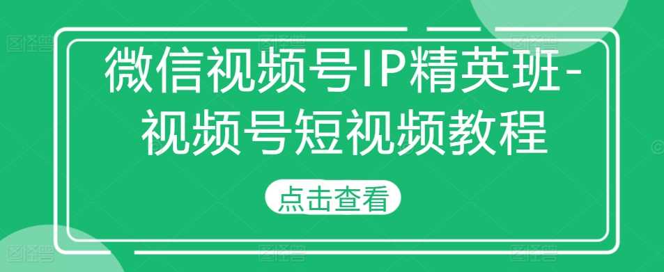 微信视频号IP精英班-视频号短视频教程 - 严选资源大全 - 严选资源大全