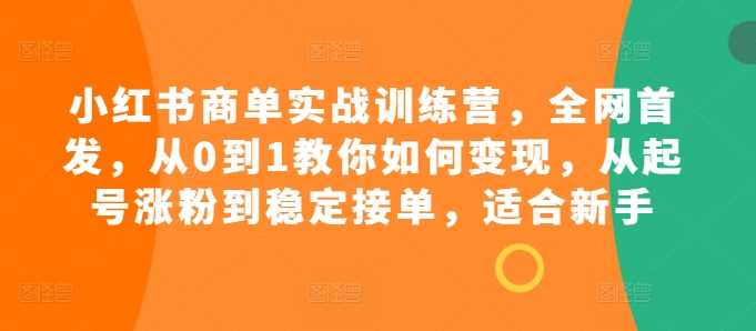 小红书商单实战训练营，全网首发，从0到1教你如何变现，从起号涨粉到稳定接单，适合新手 - 严选资源大全 - 严选资源大全