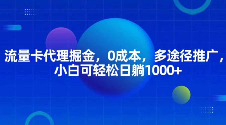 流量卡代理掘金，0成本，多途径推广，小白可轻松日躺1000+ - 严选资源大全 - 严选资源大全