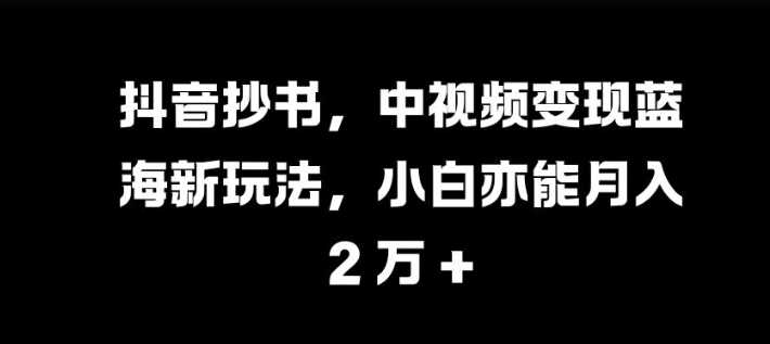 抖音抄书，中视频变现蓝海新玩法，小白亦能月入 过W【揭秘】 - 严选资源大全 - 严选资源大全