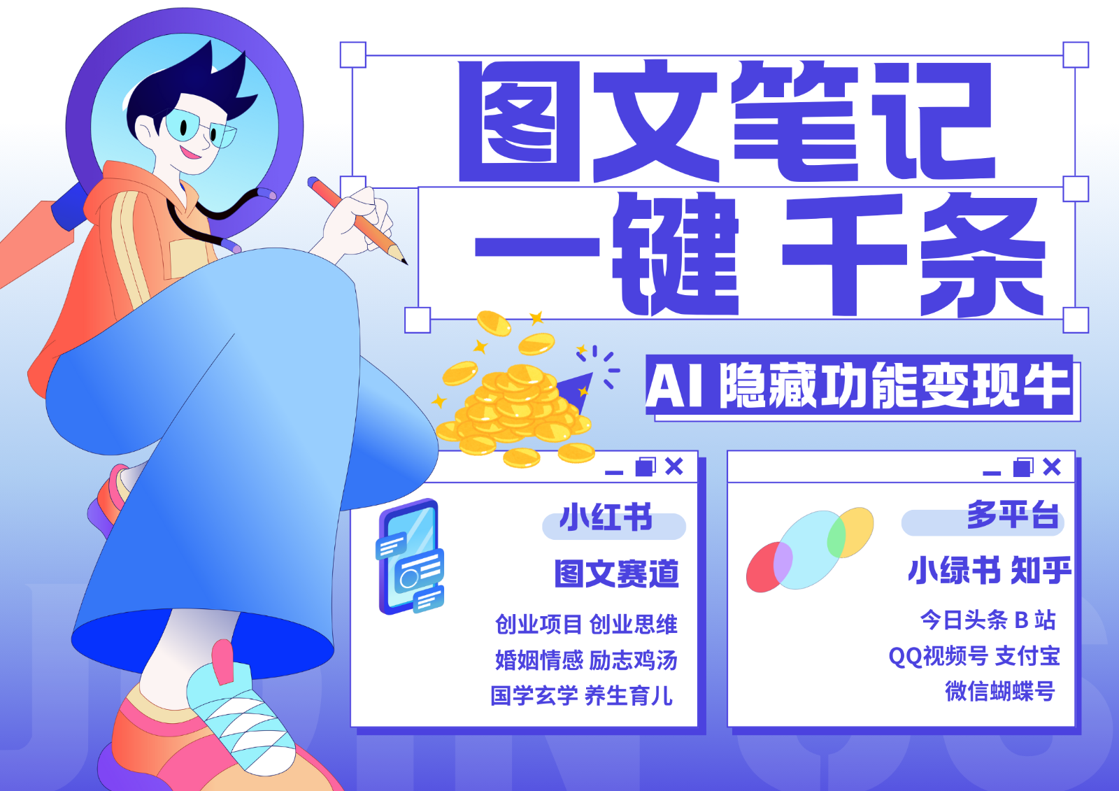 1键生成数千条图文 创业国学 秒生笔记 小红书小绿书图文 轻松引流 变现30000+ - 严选资源大全 - 严选资源大全