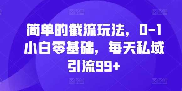 简单的截流玩法，0-1小白零基础，每天私域引流99+【揭秘】 - 严选资源大全 - 严选资源大全