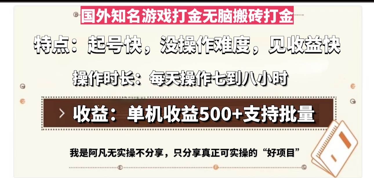 （13307期）国外知名游戏打金无脑搬砖单机收益500，每天操作七到八个小时 - 严选资源大全 - 严选资源大全