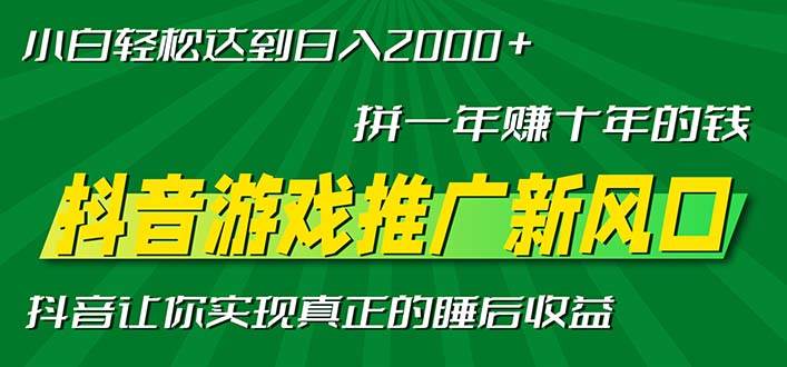 （13331期）新风口抖音游戏推广—拼一年赚十年的钱，小白每天一小时轻松日入2000＋ - 严选资源大全 - 严选资源大全