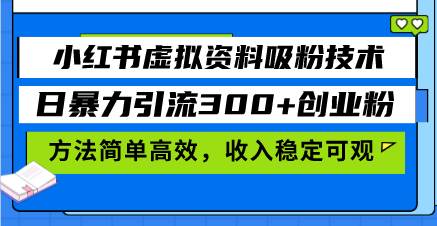 （13345期）小红书虚拟资料吸粉技术，日暴力引流300+创业粉，方法简单高效，收入稳… - 严选资源大全 - 严选资源大全