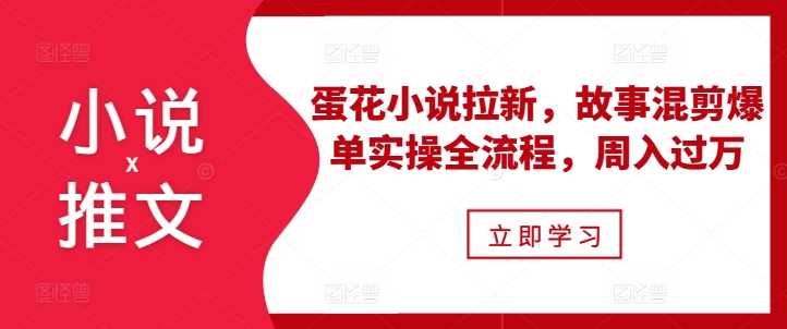 小说推文之蛋花小说拉新，故事混剪爆单实操全流程，周入过万 - 严选资源大全 - 严选资源大全