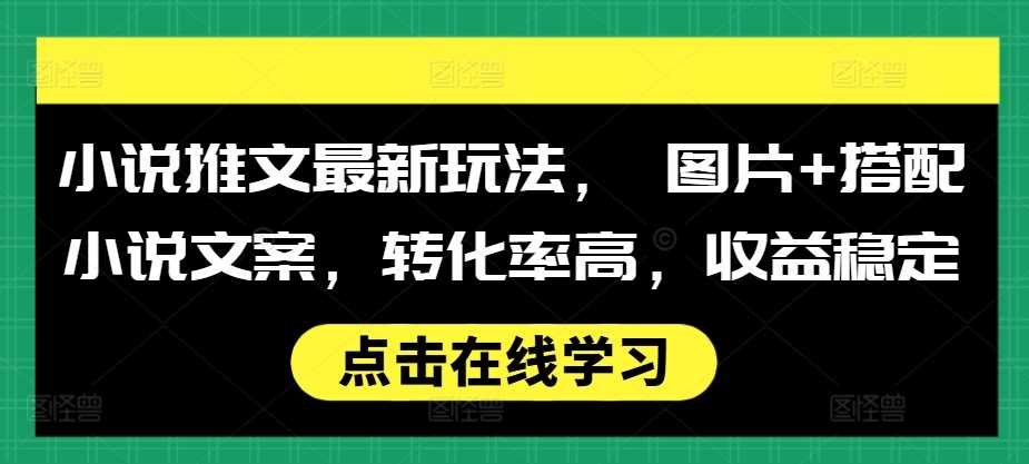 小说推文最新玩法， 图片+搭配小说文案，转化率高，收益稳定 - 严选资源大全 - 严选资源大全